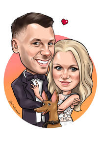 Vestuvinis šaržas su šuniuku